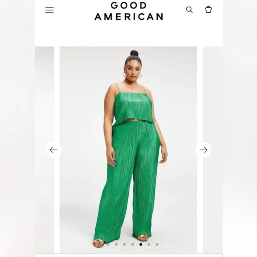 Good American Always Fits Wide Leg Plisse Pants Size 3/4 - Picture 1 of 10